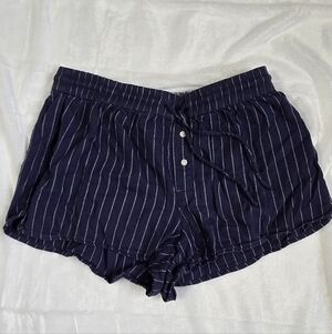Aerie High Waist Striped Navy Shorts